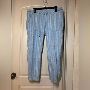 PrAna Women's  Blue Striped Steph Jogger Pant Hemp Cotton Size 12